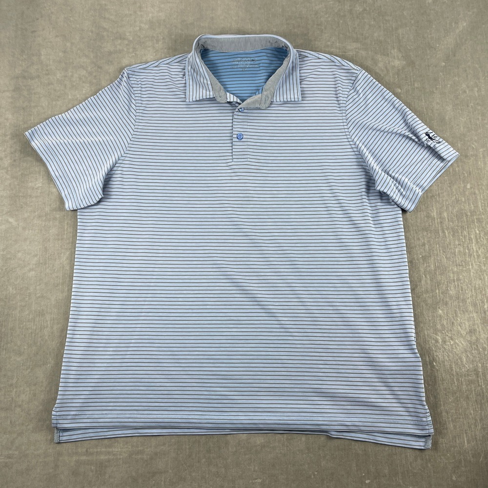 Vineyard Vines Mens 2XL Blue Striped Polo LG CC 1899 Jim Nantz Golf Shirt